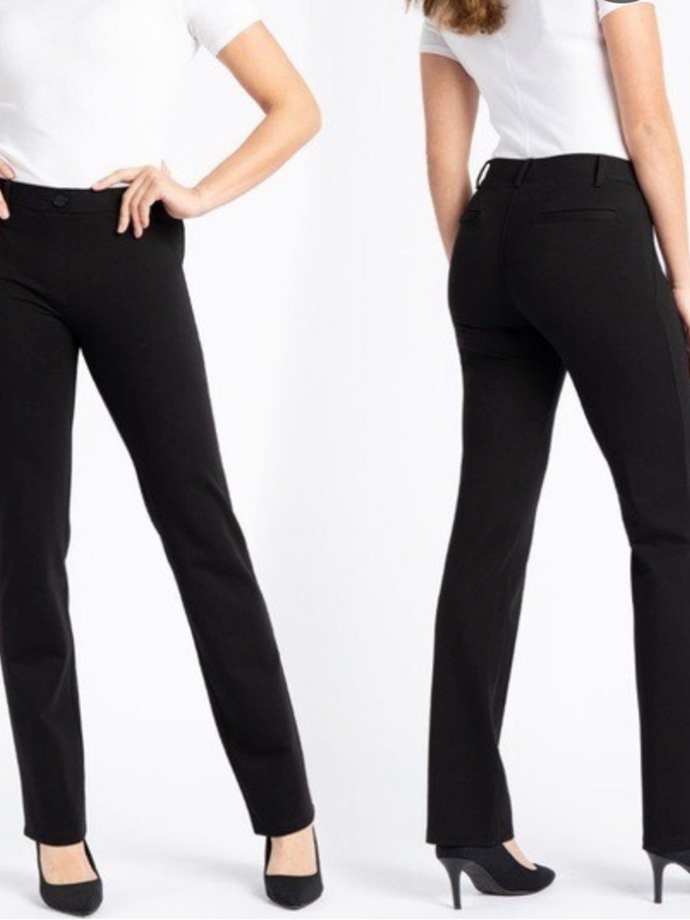 Betabrand Black DPYP Classic Dress Pant Yoga Pant Skinny Stretch Office Gym Sz L